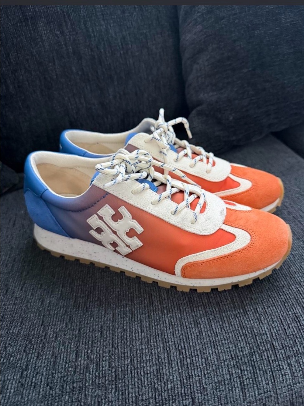 Tory Burch Orange and Blue Retro Runner Sneakers